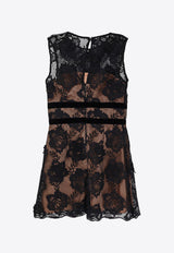 Self-Portrait Floral Lace Mini Dress Black AW24017SB_BLACK