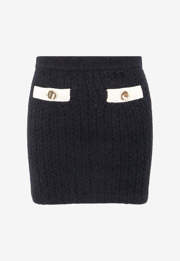 Self-Portrait Wool-Blend Knitted Mini Skirt Black AW24074SKB_BLACK