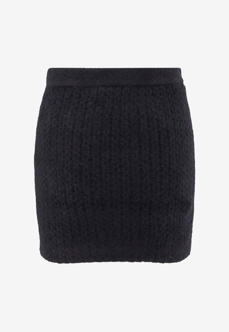 Self-Portrait Wool-Blend Knitted Mini Skirt Black AW24074SKB_BLACK