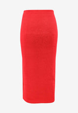 Self-Portrait Knitted Midi Pencil Skirt Red AW24083MSKR_RED