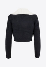 Self-Portrait V-neck Wool-Blend Sweater Black AW24074TB_BLACK