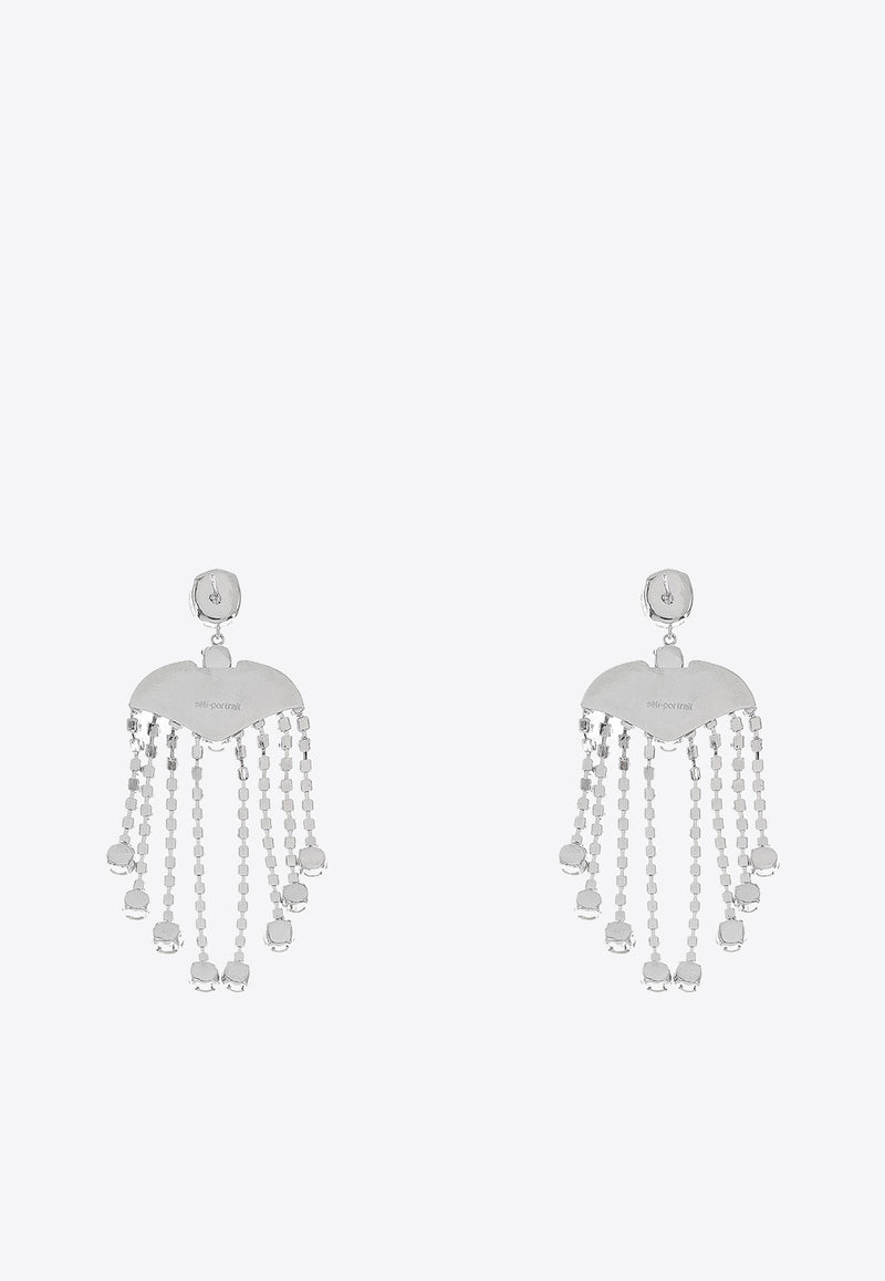 Self-Portrait Crystal Chandelier Drop Earrings Silver AW24613SL_SILVER