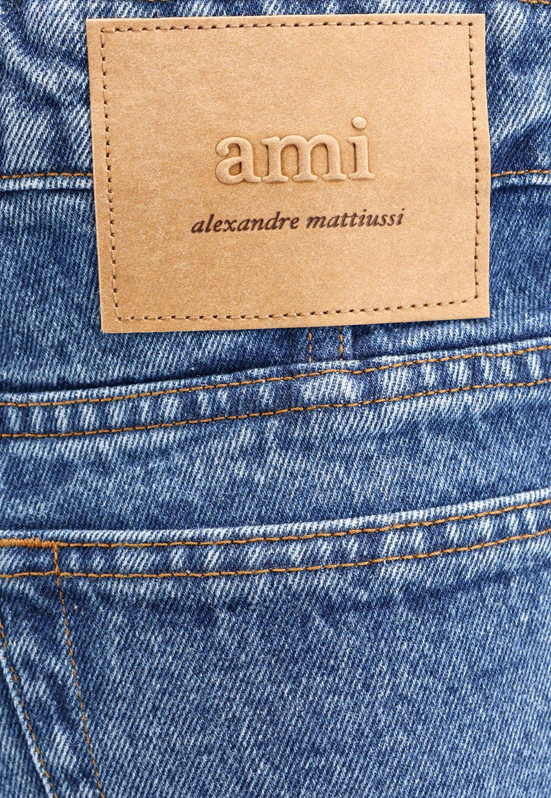 AMI PARIS Washed Straight-Leg Jeans Blue HTR103DE0031_480