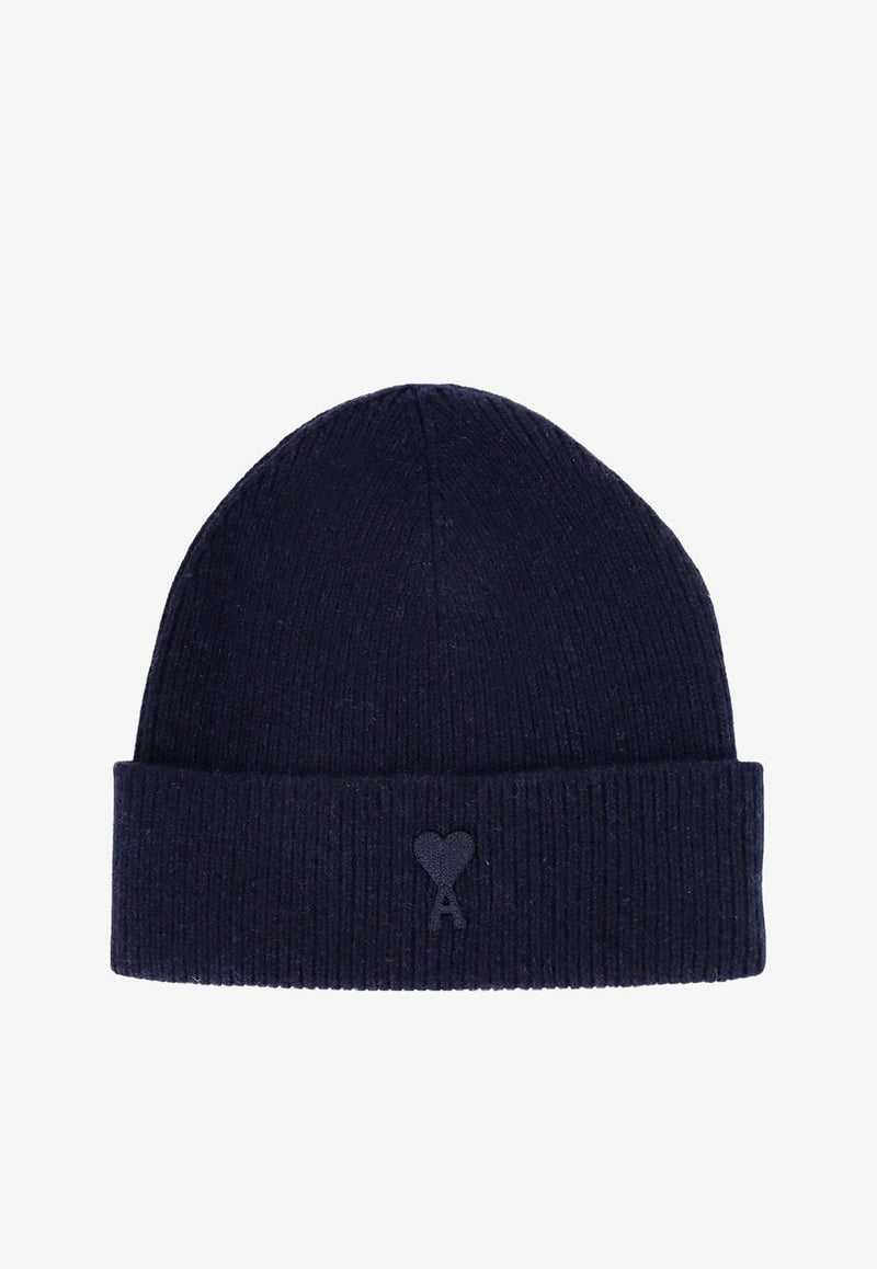 AMI PARIS Ami De Coeur Wool Beanie Blue UHA107005_4011