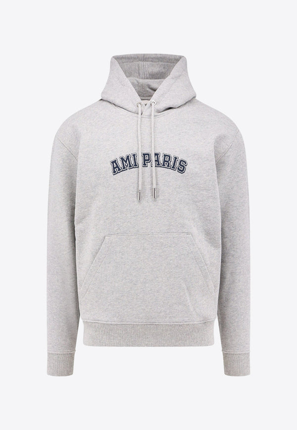 AMI PARIS Logo Patch Hooded Sweatshirt Gray USW247730_0951