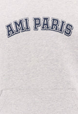 AMI PARIS Logo Patch Hooded Sweatshirt Gray USW247730_0951