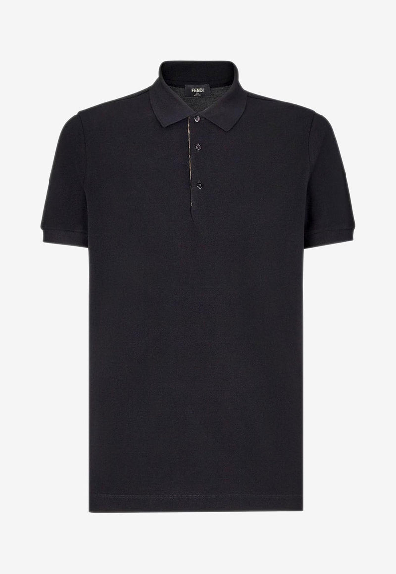 Fendi Logo Embroidered Polo T-shirt Black FY0985AAON_F0QA1