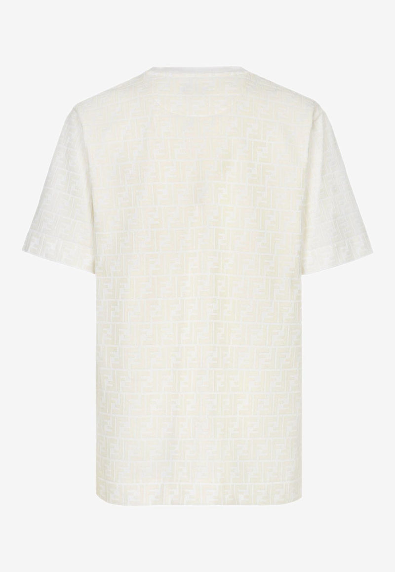 Fendi FF Jacquard Crewneck T-shirt White FY0936A7D5_F0GF7