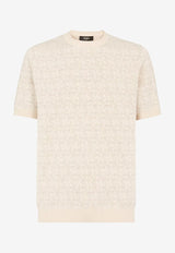 Fendi FF Labyrinth Wool Knit T-shirt Beige FZY443ASH0_F0GQK