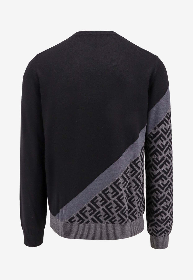 Fendi Diagonal Logo Wool Sweater Black FZX091AQKW_F0QA1