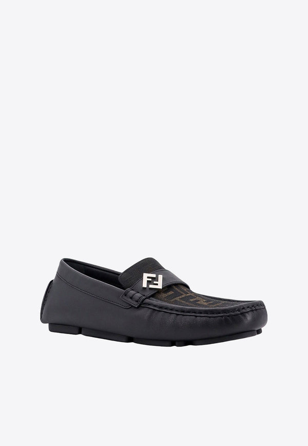 Fendi FF Monogram Leather Loafers Black 7D1691AORT_F1LQB