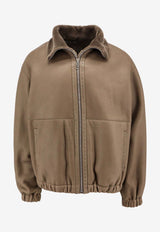 Fendi Shearling-Collar Leather Jacket Brown FM0260AQOM_F0GZ7