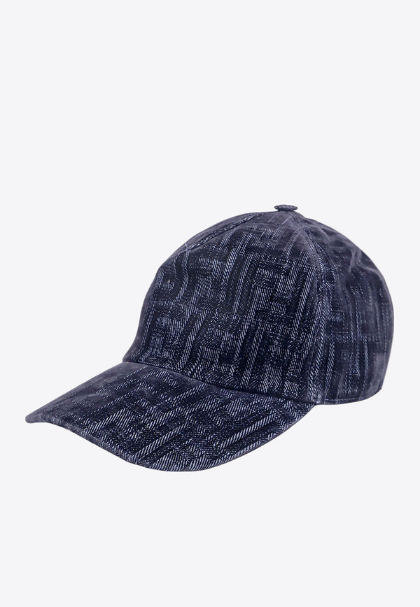 Fendi FF Jacquard Denim Baseball Cap Blue FXQ768APVB_F1Q34