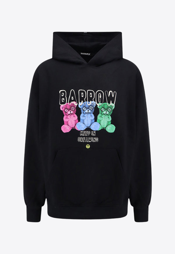 Barrow Bear and Logo Print Hooded Sweatshirt Black F4BWUAHS041_110