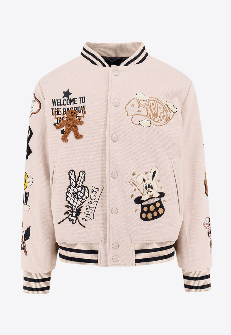 Barrow Embroidered Patches Padded Bomber Jacket Beige F4BWUAJK031_BW009