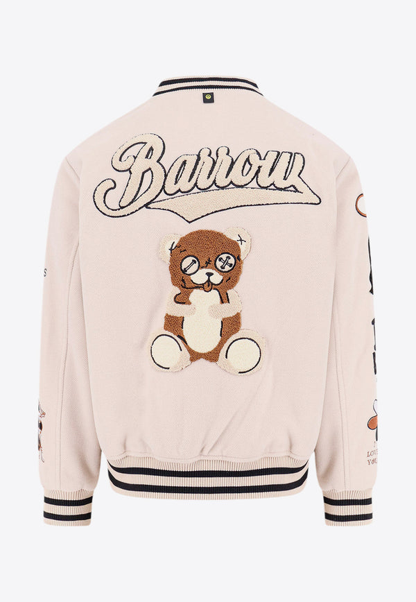 Barrow Embroidered Patches Padded Bomber Jacket Beige F4BWUAJK031_BW009