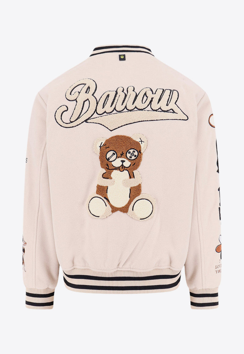 Barrow Embroidered Patches Padded Bomber Jacket Beige F4BWUAJK031_BW009