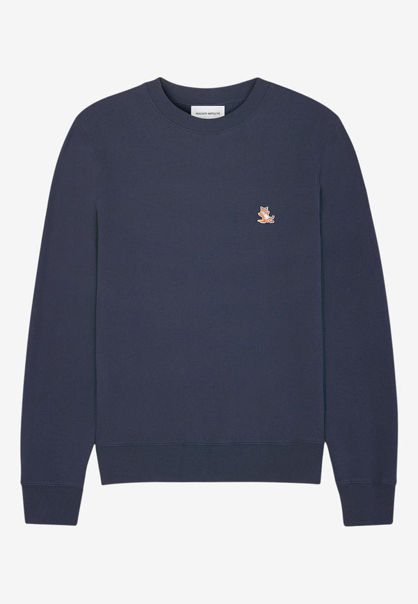 Maison Kitsuné Fox Patch Crewneck Sweatshirt Blue LM00303KM0001_P476