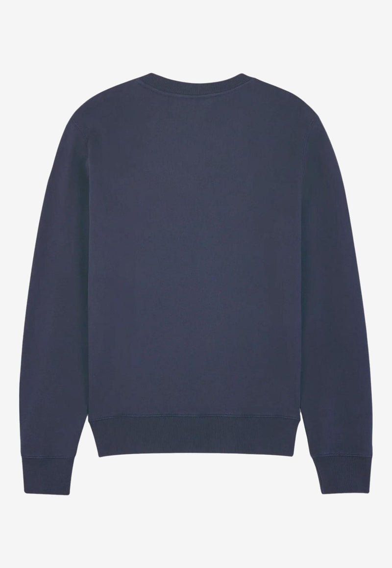 Maison Kitsuné Fox Patch Crewneck Sweatshirt Blue LM00303KM0001_P476