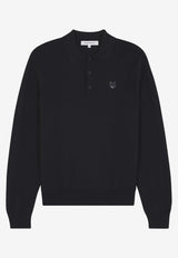 Maison Kitsuné Fox Head Patch Wool Polo Sweater Black MM00211KT1036_P199