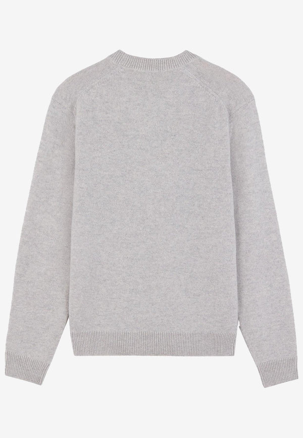 Maison Kitsuné Fox Head Wool Sweater Gray NM00805KT1006_H120