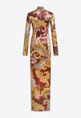 Etro Paisley Print Stretch Chenille Maxi Dress Multicolor WRHA024599IAS22_X0826