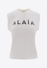 Alaïa Logo Print Crewneck T-shirt White AA9H04576J010_009