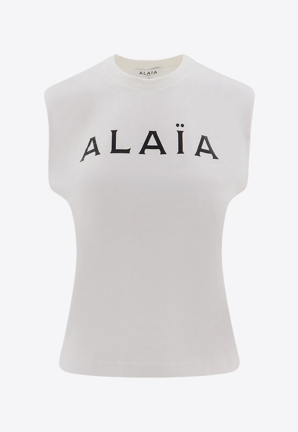 Alaïa Logo Print Crewneck T-shirt White AA9H04576J010_009