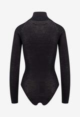 Alaïa High-Neck Wool Bodysuit Sweater Black AA9B03026M894_995