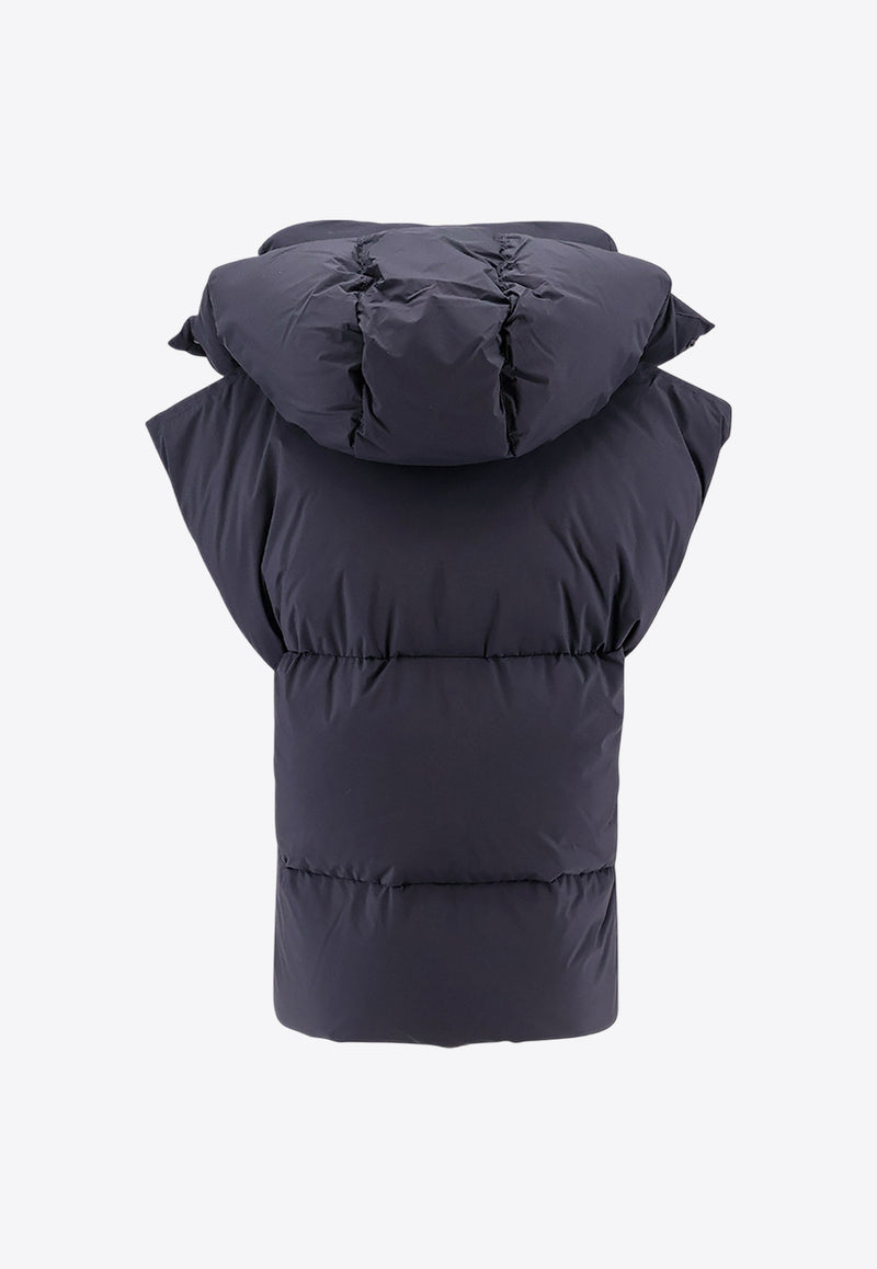 Alaïa High-Low Puffer Jacket Black AA9M03696T682_995