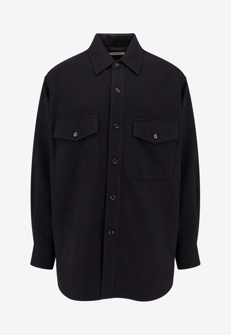 Lemaire Wool Oversized Shirt Black OV1001LF608_BK999