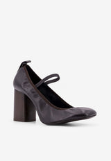 Lemaire 85 Mary Jane Leather Pumps Dark Brown FO0137LL0115_BR490