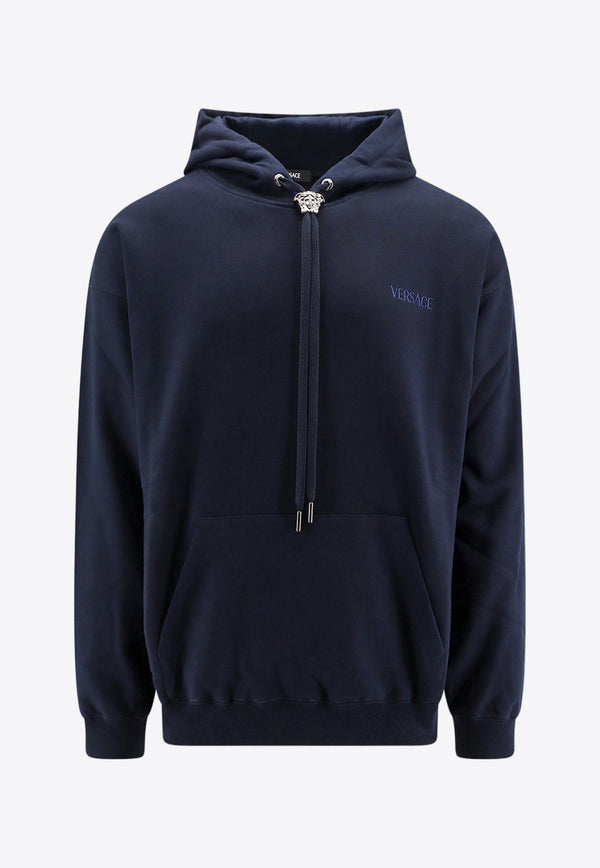 Versace Logo Print Hooded Sweatshirt Blue 10086611A06213_UI20