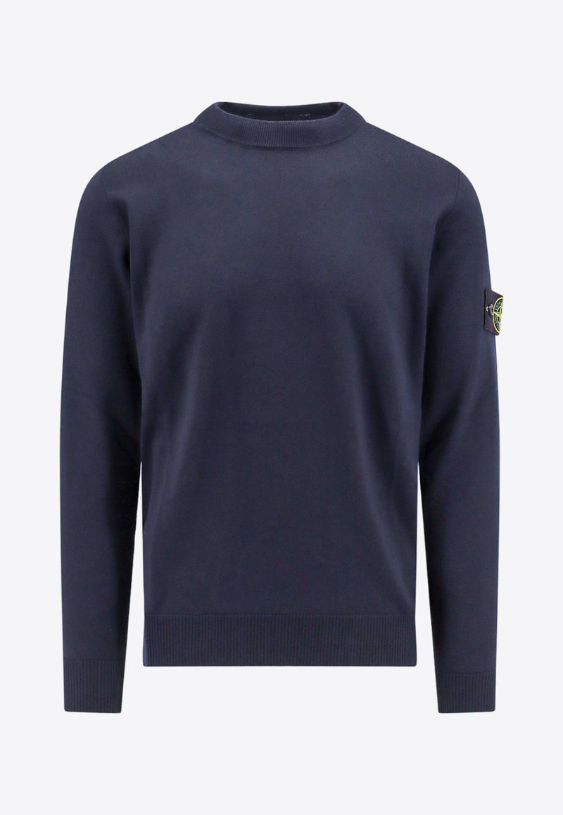 Stone Island Logo Patch Crewneck Sweater Blue 8115510C4_A0020