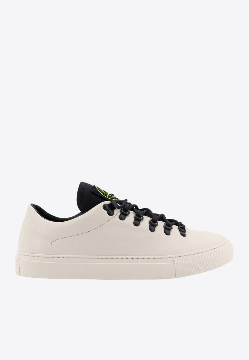 Stone Island Logo Patch Leather Low-Top Sneakers White 81FWS0101_V0099