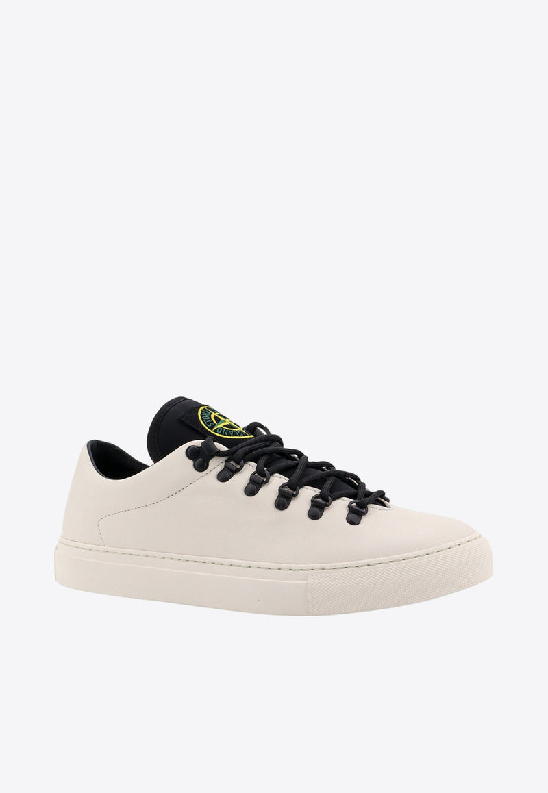 Stone Island Logo Patch Leather Low-Top Sneakers White 81FWS0101_V0099