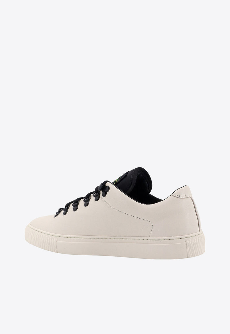 Stone Island Logo Patch Leather Low-Top Sneakers White 81FWS0101_V0099