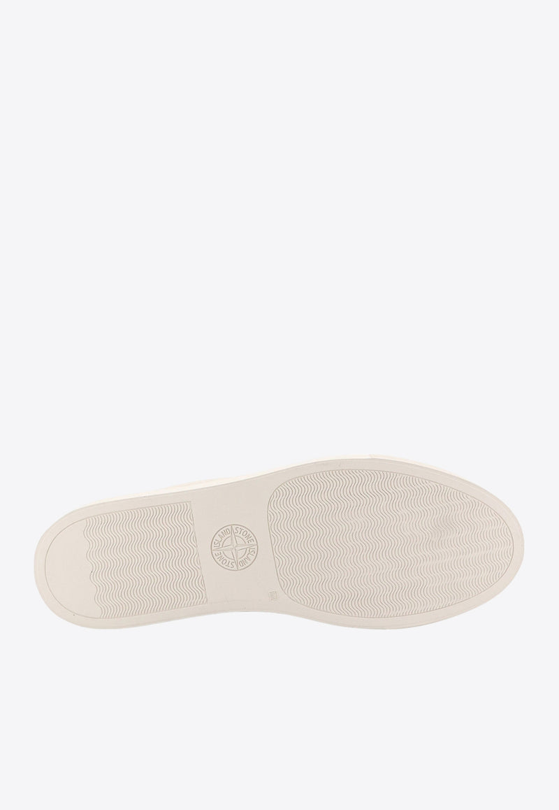 Stone Island Logo Patch Leather Low-Top Sneakers White 81FWS0101_V0099