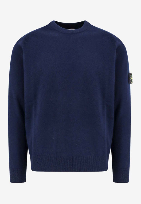 Stone Island Logo Patch Crewneck Sweater Blue 8115545B4_V0020