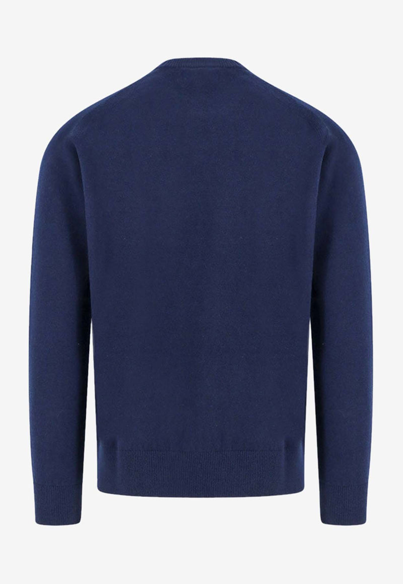 Stone Island Logo Patch Crewneck Sweater Blue 8115545B4_V0020