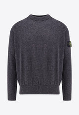 Stone Island Logo Patch Wool Sweater Gray 8115545B4_V0M62