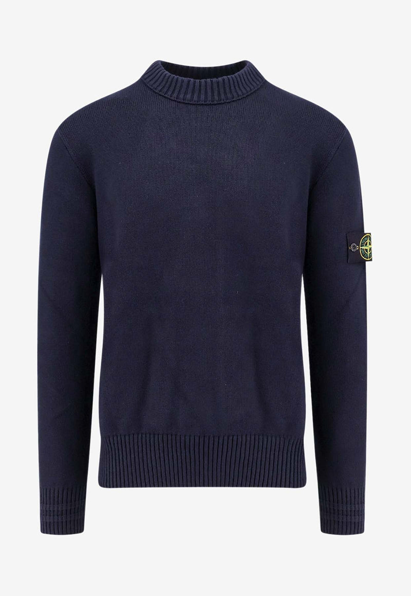 Stone Island Logo Patch Crewneck Sweater Blue 8115506A2_V0020