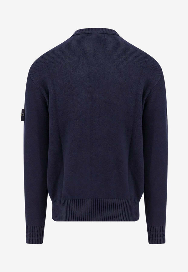 Stone Island Logo Patch Crewneck Sweater Blue 8115506A2_V0020