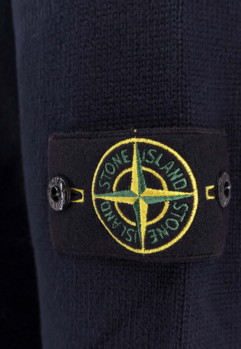 Stone Island Logo Patch Crewneck Sweater Blue 8115506A2_V0020