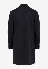 ZEGNA Single-Breasted Long Coat in Wool Blend Black 898707A84GJ3G0_001