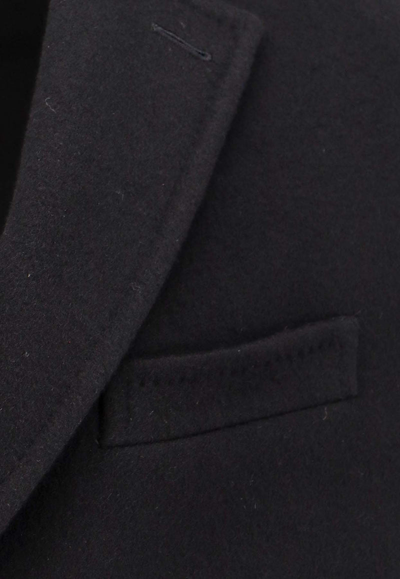 ZEGNA Single-Breasted Long Coat in Wool Blend Black 898707A84GJ3G0_001