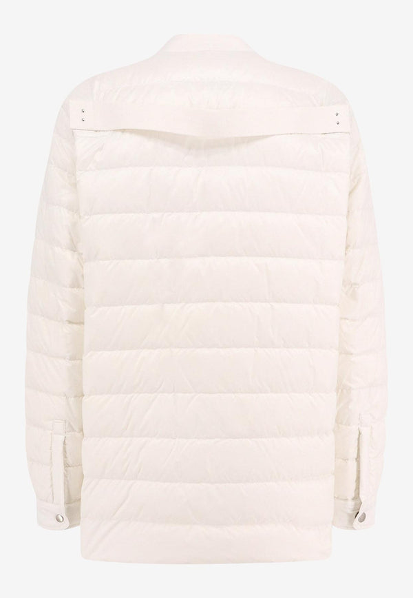 Moncler + Rick Owens Logo Patch V-neck Down Jacket White MU02D2F01_041