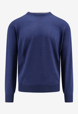 Brunello Cucinelli Wool-Blend Crewneck Sweater Blue M2400100_COK52