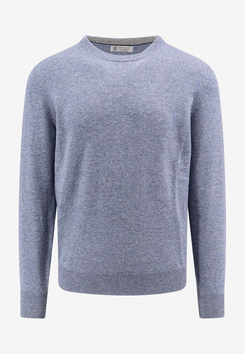 Brunello Cucinelli Cashmere Knit Crewneck Sweater Blue M2200100_CCT53