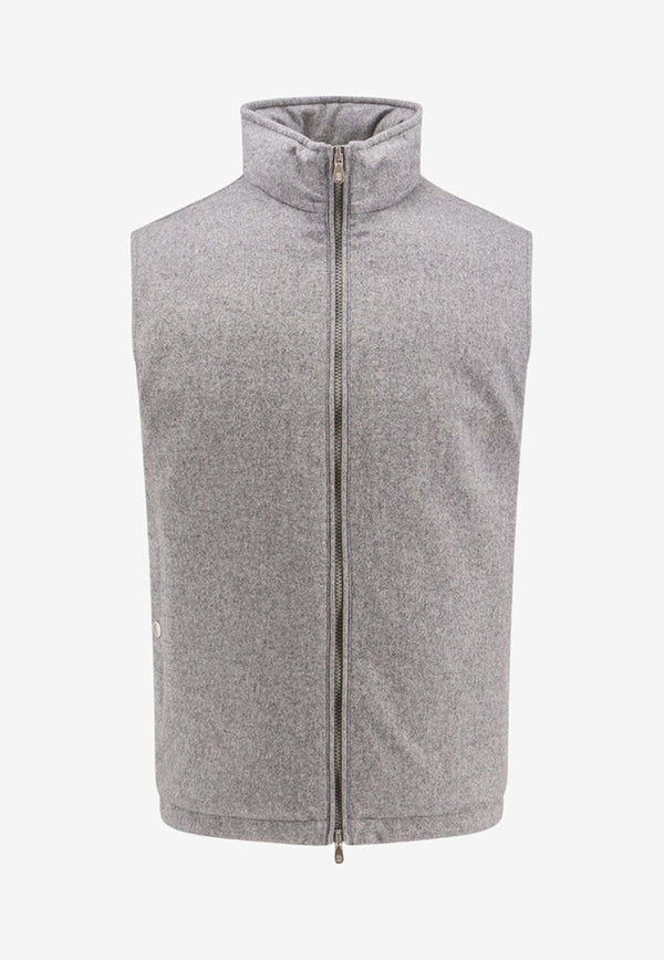 Brunello Cucinelli Zip-Up Nylon Padded Vest Gray MM4631776_CDH81